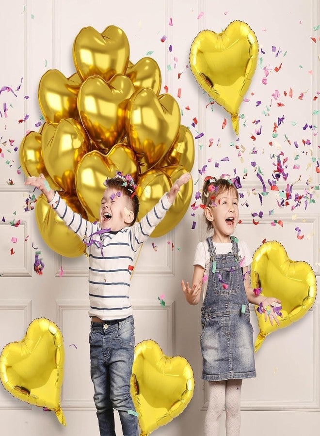 AMFIN® (Pack of 5) 18 Inch Gold Heart Shaped Balloons, Heart shape balloons for decoration, Gold heart balloons for decoration, Gold heart foil balloons, valentine balloons decoration - Gold - Image 4